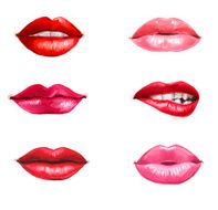 Lips set isolated on white background design element Red lips N2