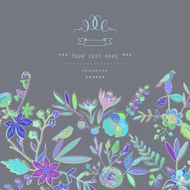 Hand Drawn vintage floral elements Gentle card N7