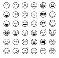 Emoticons set outline style N2