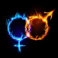 Mars and Venus fire symbols