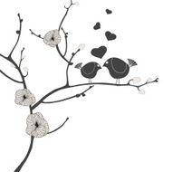 vector two lover birds on a tree branch