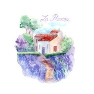 vector watercolor provence old house N2