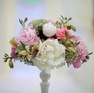 Decorative bouquet of soft peonies
