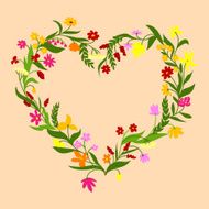 Floral frame with field flowers and herbs