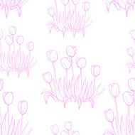 tulips pattern on white seamless background N6