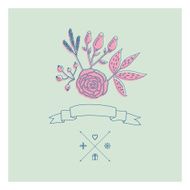 Hand Drawn vintage floral elements Gentle card N8