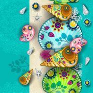 Banner marine floral seamless