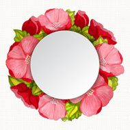 Round pink peony flowers vintage frame