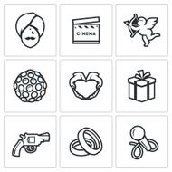 Indian cinema icons set Vector Illustration N2