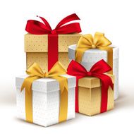 Group of Realistic 3D Colorful Gifts with Ribbons Wrap N2
