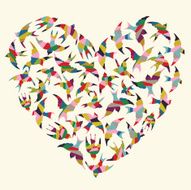 Heart shape made of colorful birds N3