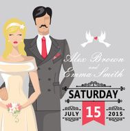 Cute cartoon bride and groom Wedding invitation N2