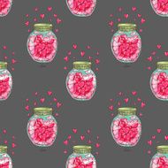 Seamless pattern design with jar full of love N2