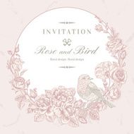 Card with bird and roses N2