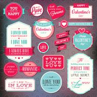 Set of stickers and badges for Valentines day