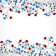 Abstract nature background with red and blue flowers N5