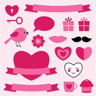 Valentine design elements set