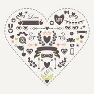 Hipster silhouette love and romantic designs elements set