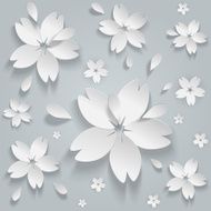 Paper flowers abstract seamless pattern