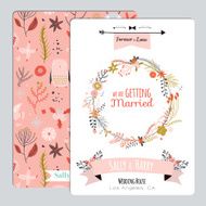 Vintage romantic floral Save the Date invitation in bright color N24