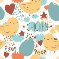 The cute little chicken seamless pattern