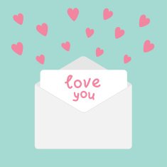 Envelope with hearts Love you card