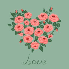 Cute vintage roses arranged in a heart shape N4