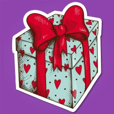Present box with hearts and bow N2