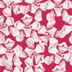 Seamless pattern with line drawing orchids N2