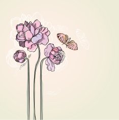 Background with flowers and butterflies N4
