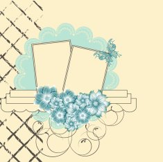 Floral scrapbook card with butterfly vector illustration N6