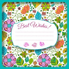 Nice floral greeting card with leaves N33