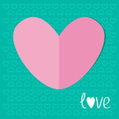 Paper heart on blue background Love Valentines day card