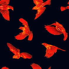 Fire birds seamless pattern