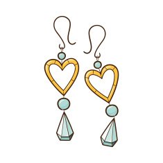 Hearts earrings isolated on white