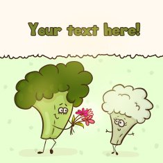 Funny Cartoon Cauliflower and Broccoli