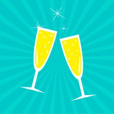 Champagne glasses Sunburst Card