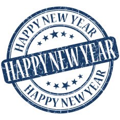 Happy new year grunge blue round stamp