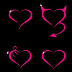 Set of hearts on a black background Vector