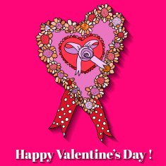 Pink paper heart Valentines day card N2