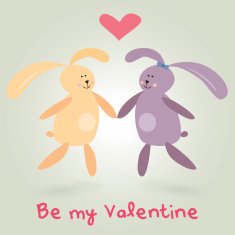 Valentine's day cute bunnies holding hands