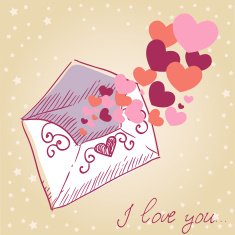 Love letter Valentine retro card
