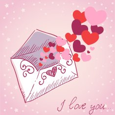 Love letter Valentine retro card N2