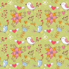 Love seamless texture with flowers and birds N15