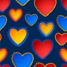 Color Heart Paper Stickers seamless pattern Valentine's day