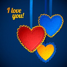 Color Heart Paper Stickers on ribbon Valentine's day