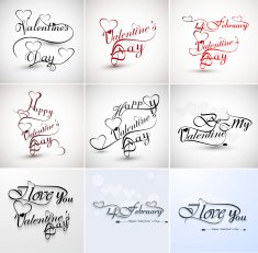 valentine's hand lettering set collection love themed calligraphic