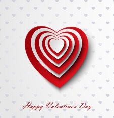 Valentine card with red and white hearts