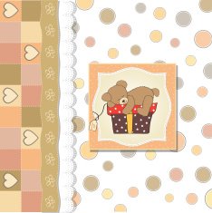 birthday greeting card with teddy bear and big gift box N15