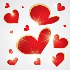 Red hearts background with glowing stars N4